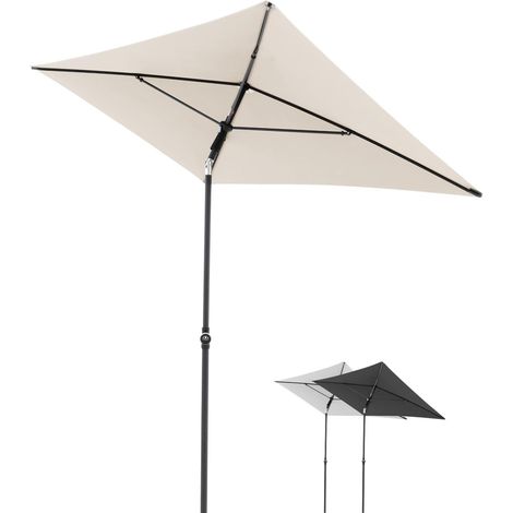 Parasol 180x120cm en Naturel, rectangulaire et inclinable, Ouverture Manuelle, Housse Incluse – pour Balcon, terrasse ou Jardin (1/2)