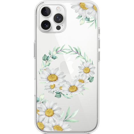 Custodia per iPhone 12 Pro Max, trasparente, flessibile in silicone, ghirlanda di margherite (1/5)
