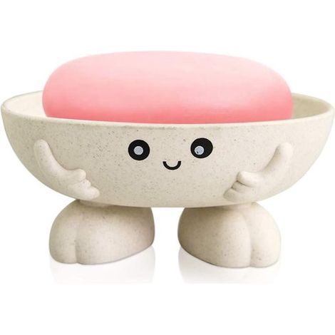 Dos jaboneras, bonitas cajas de jabón para niños, jaboneras creativas y divertidas, adecuadas para duchas, baños, beige, azul (1/5)