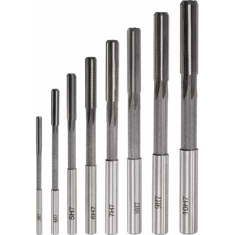 Alésoir Mandrin Ensemble Machine Tour Fraise Cannelure Droite Fraise Acier Haute vitesse H7 Tolérance (3mm 4mm 5mm 6mm 7mm 8mm 9mm 10mm) 8Pcs (1/5)