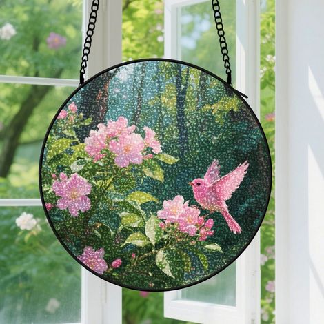 Suspension en vitrail - Attrape-soleil minimaliste en verre, décoration intérieure élégante, cadeau Fête des Mères, Anniversaire pour femme, homme 12,5 cm (1/5)
