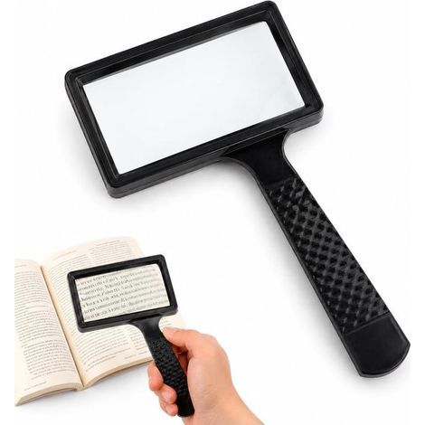 Loupe - Noire - Loupe rectangulaire de poche - Grossissement x10 (1/5)