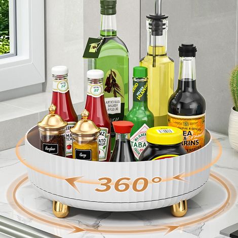 Tourne-Disque Rotatif 360° - Organiseur Maquillage Parfums - Plateau Cosmétiques Comptoir - Diamètre 22 cm - 1 Pièce (1/5)