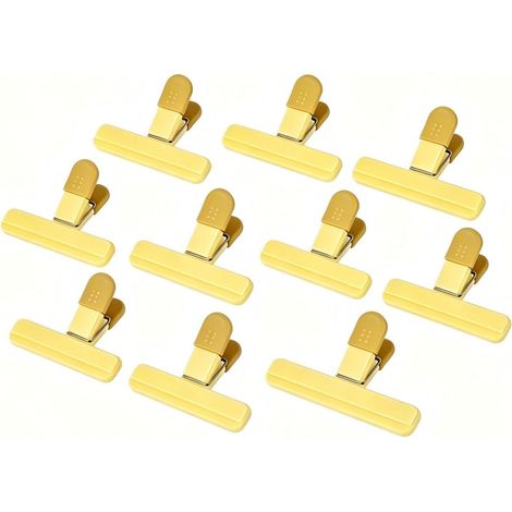 Confezione da 10 clip di chiusura sovradimensionate, clip allargate, clip resistenti per sacchetti alimentari, adatte per chiudere sacchetti del pane, sacchetti per snack, gialle (1/5)