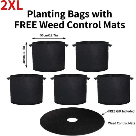 (2XL 15 gallons 50 x 30 cm, 1 pièce) Sacs de culture avec housses de protection offertes Pots de culture robustes en tissu non tissé pour légumes et fleurs (1/4)