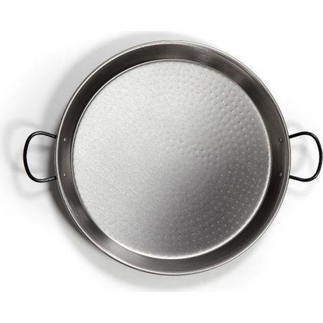 Plat à paëlla profond 40 cm en acier poli - LA VALENCIANA