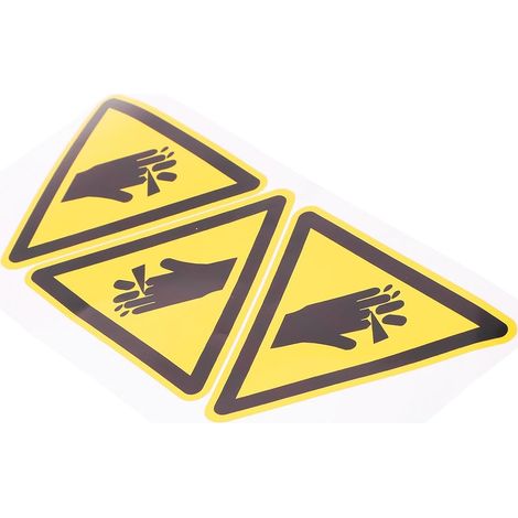 Étiquettes et autocollants avertissement sécurité 3 pièces 100 MM jaune en vinyle adhésif pour utilisation industrielle et entretien (1/5)