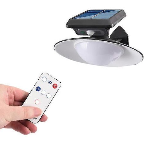 Lampes solaires d'extérieur, détecteur de mouvement, étanches IP65, 3 modes d'éclairage, télécommande, angle d'éclairage de 120°, pour clôture et jardin. (1/5)