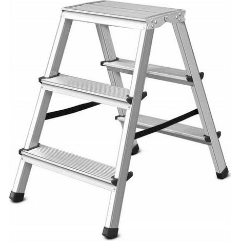 Escalera taburete Awtools, modelo 3 escalones, ideal para trabajos en altura, soporta hasta 125kg, diseño compacto, resistente, fácil de usar y almacenar, alta estabilidad
