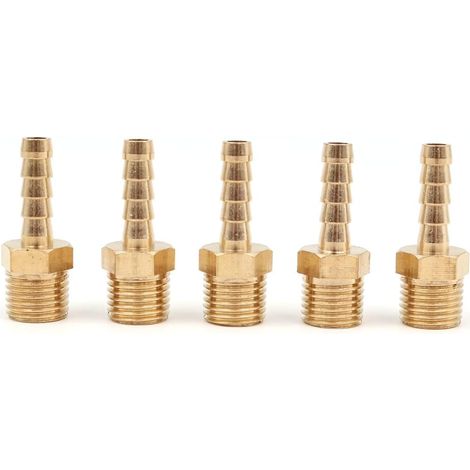 Lot de 5 raccords cannelés en laiton massif BSP de 6 mm vers filetage mâle BSP, pour bassin/piscine/tuyau (1/5)