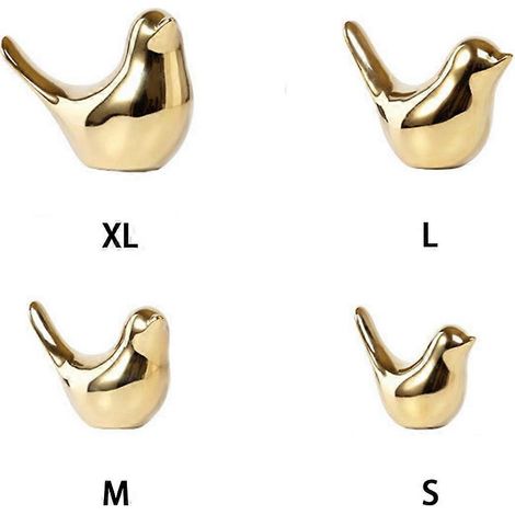 Oiseau doré décoratif en céramique style nordique moderne, plaqué or, couleur unie, idéal pour la maison, le salon ou le bureau. Cadeau de Noël.
