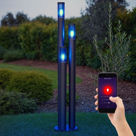 Éclairage de chemin LED intelligent, lampe d'extérieur en acier inoxydable, lumière de jardin à intensité variable,changement de couleur RVB, fumée anthracite, 3x 8,5W 3x 806lm lumière, PxH 28x17 (1/5)