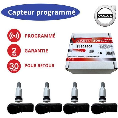 x4 Sensori TPMS Volvo 433MHz preprogrammati — S60 V60 S90 XC90 (31362304, 31414092)