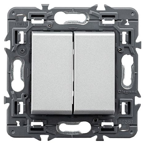 Conmutador doble VALENA NEXT 1P 10A aluminio LEGRAND 741345