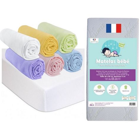 Matelas 40x80 + 6 Draps housse Multi + 2 Alèses Coton (1/4)