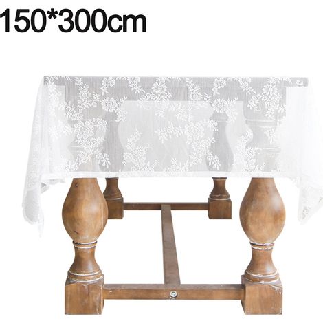 Nappe Superposée En Dentelle - Blanc - Rectangulaire - 150 x 250 cm - Pour Décoration De Mariage Rustique Et Réception En Intérieur Ou Extérieur - 1 Pièce (1/5)