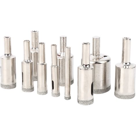 Lot de 10 forets diamantés de 6 à 30 mm pour le perçage du marbre et des carreaux de verre. (1/5)