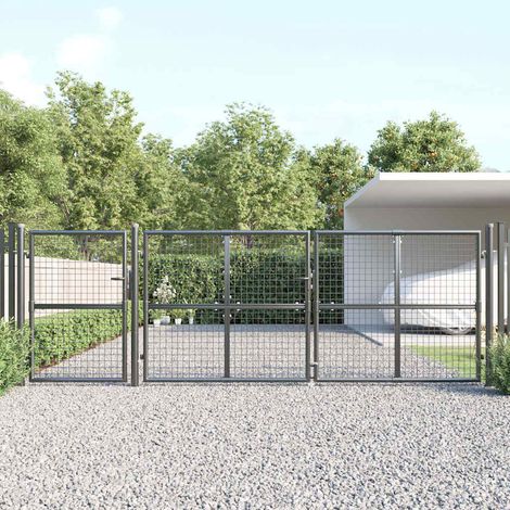 Portail de jardin en grillage, anthracite, 400 x 125 cm, acier galvanisé