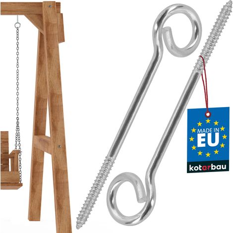 KOTARBAU® Deckenschaukelhaken, umschließend, zum Einschrauben, Edelstahl, 230 mm, 2er-Set