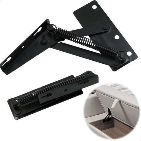 CSPARKV Black 2 Pcs. Spring Lift-Up Fittings Hinge Fitting - Flap Support Cabinet Door Hinges For Folding Sofa, Bed Lid, Furniture Accessories, Furniture Storage, (1/4)