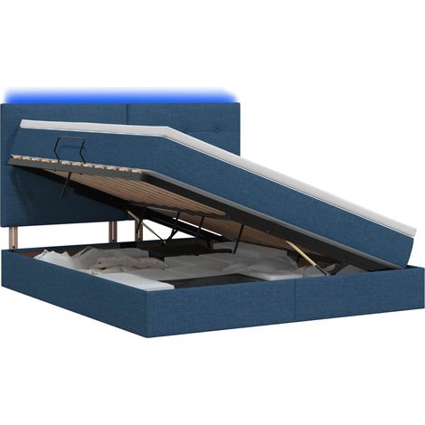 Maison Exclusive - Letto con contenitore LED e materasso Blu 160 x 200 cm Tessuto (1/5)