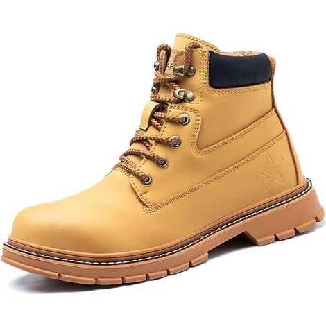 Bottes de travail à bout en acier pour hommes, chaussures de sécurité imperméables, antidérapantes, chaussures de travail de Construction, bottines d'extérieur antidérapantes-42 Bottes de sécurité (1/5)