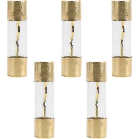 Lot de 5 tubes fusibles en verre AGU 100A 32V avec embouts en alliage de zinc, compatibles avec la protection contre les surintensités pour l'audio automobile, les applications marines et les camping- (1/5)