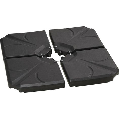 BASE PER OMBRELLONE IN HDPE DA 4 PEZZI. RIEMPIBILI CON ACQUA E SABBIA MAX 18KG. 103X103X8.3 CM. NERO (1/5)