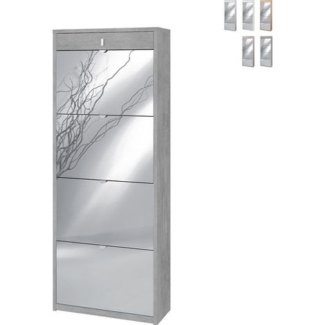 Scarpiera con specchio naturale 4 ante a ribalta e 1 cassetto h164 l63 p29 cm colore cemento sk568spk sarmog - Sarmog (1/5)