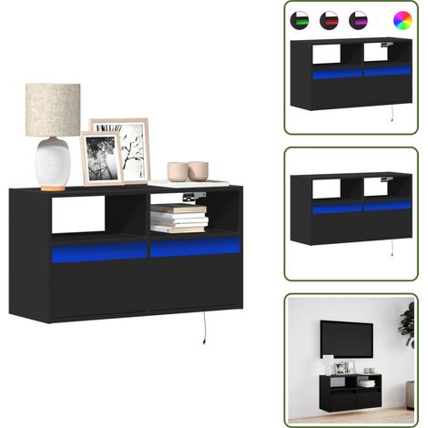 Armadio salvaspazio - vidaXL Mobile TV a Parete con Luci LED Nero 80x31x45 cm - Armadio con cassetti