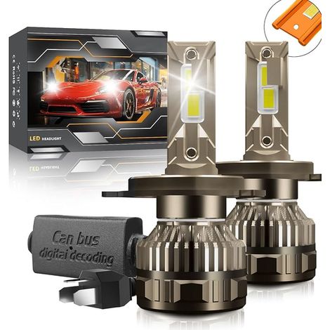 Ampoule H4 LED, 120W 30000LM 6000K Blanc Froid Angle de Faisceau réglable à 360 degrés Xenon H4 LED Anti Erreur Voiture Kit de Conversion étanche. (1/5)