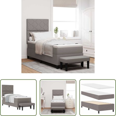 Lit moderne - Lit à ressorts avec matelas Taupe 80 x 200 cm tissu (1/5)