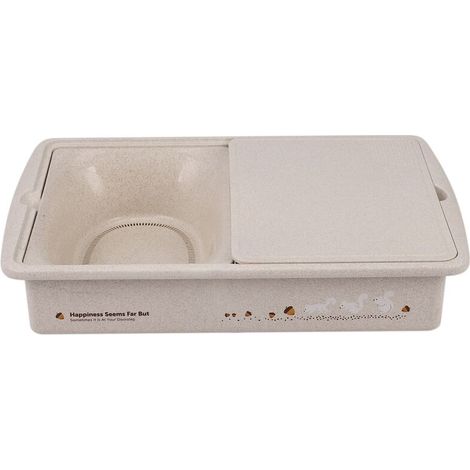 Plateau de rangement multifonctionnel 3 en 1 avec évier, égouttoir, panier à découper, filtre, planche à découper, panier à viande, légumes et fruits. (1/5)