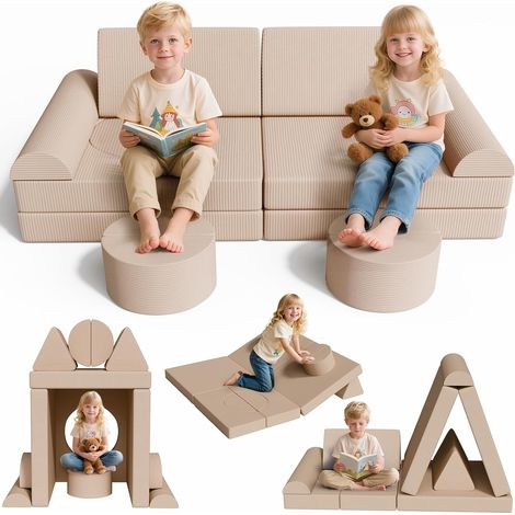 Spielsofa Cord, Kindersofa-Bausteine,Spielsofa für Kinder Oeko-TEX,Beige
Modulare Kinderspielcouch mit 15PCS Modul, Kindercouch Aufklappen, kreatives Spielen für Kuschelecke im Kinderzimmer (1/5)