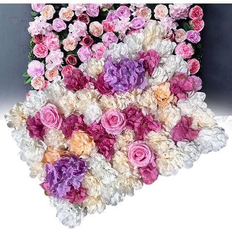 12 Stück Kunstpflanzen Künstliche Blumenwand Rosenwand 40x60cm Hochzeit Straße Hintergrund DIY Blumenwand Hochzeit Kunstblumen Panel Decor für Hochzeit Wedding Heimdekoration