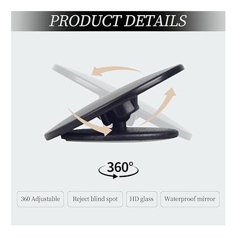 Blind Spot Mirror Rear Car Side Mirror Glass Mirror Blind Spot Mirror Frameless Round Rotate Vehicles Motorcycle Trucks (1/4)