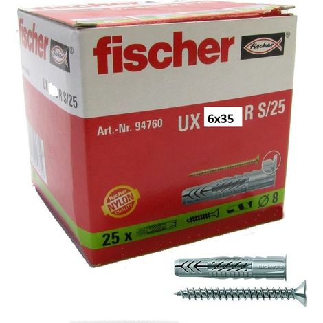 Fischer Taco con tornillos UX r 6x35 S 25 Unidades