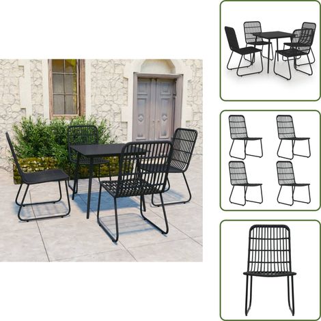 5-tlg. Garten-Essgruppe Poly Rattan und Glas - Gartensessel - Gartenstuhl - Gartentisch - Outdoor Furniture - Poolside Furniture (1/5)