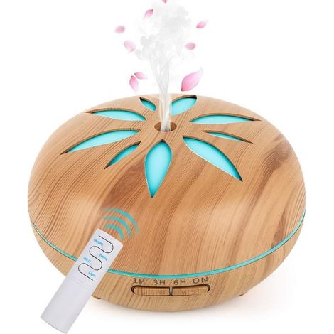 1pcs Updated Ultrasonic Air Humidifier Mist Aroma Electric Fragrance with Remote Control 7 Colors Changing (Brown) (1/5)