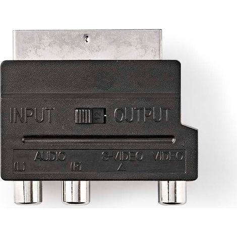 Adaptador SCART SCART Macho S-Video Female / 3x RCA Hembra Niquelado Conmutable ABS Negro 1 uds. Caja (1/4)