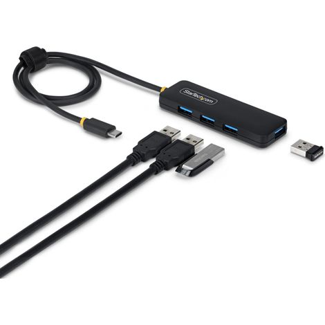 StarTech.com Hub USB-C a 4 Porte, Alimentato da BUS, Mini Hub USB 5Gbps per Laptop/Descktop con 4 Porte USB-A e Cavo Integrato