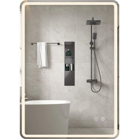 LED-Badezimmerspiegel, beschlagfrei, dimmbar, 80 x 60 cm