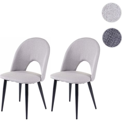 2x chaises de salle à manger HWC-D73, fauteuil, tissu - gris foncé (1/5)