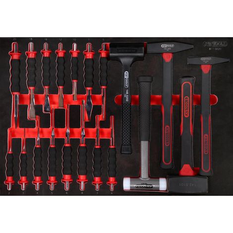 Jeu de marteaux et burins dans insert en mousse, 20 pcs KS Tools