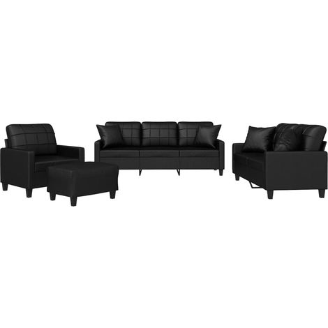 Maison Exclusive - Set di Divani 4 pz con Cuscini Nero in Similpelle