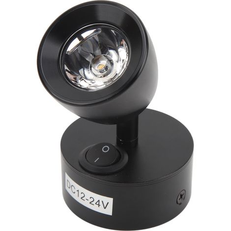Lampe de lecture, alimentation CC 12 V à 24 V, LED blanc chaud haute luminosité, idéale pour camions, camping-cars, remorques, bateaux et yachts. Noire. (1/5)