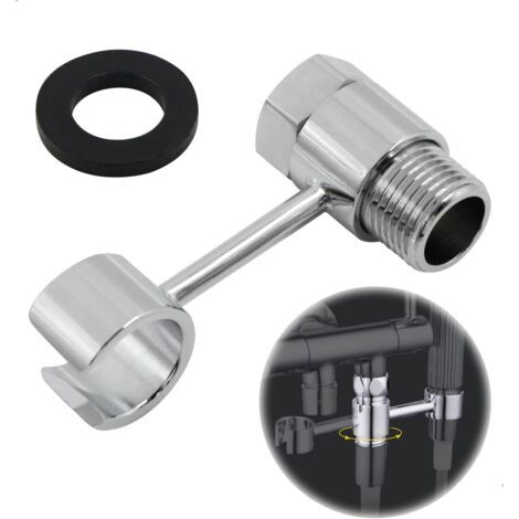 360° Support de Douche Sans Perçage - Pommeau Douchette Réglable, Raccordement 20mm éCrou Porte Universel Attache Pomme de Douche, Chromé pour Salle de Bain, Installation Facile