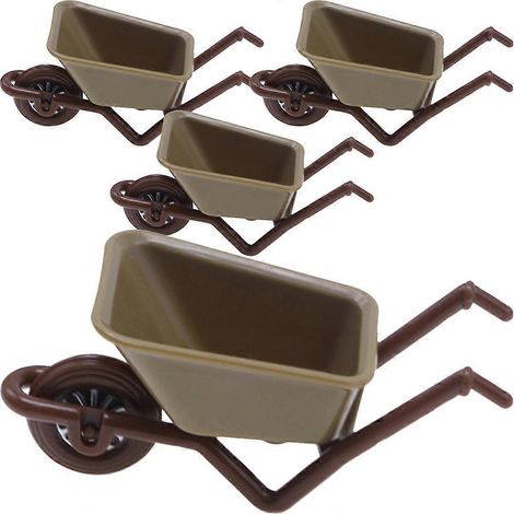 Lot de 4 mini brouettes miniatures, décoration de micro-paysage.-9X4X4CM-Olive Green