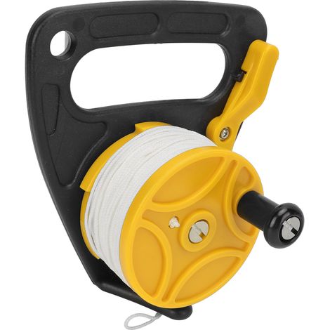Dévidoir de plongée, enrouleur de corde de plongée à doigt multifonctionnel avec câble blanc de 46 m pour la plongée souterraine, jaune (1/5)