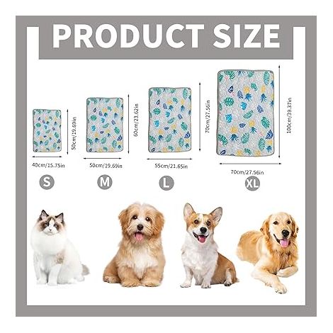 Tapis rafraîchissant pour chien - 60 x 50 cm - Tapis rafraîchissant lavable en soie glacée pour animaux de compagnie - Tapis auto-rafraîchissant pour chiens et chats - Pour intérieur et extérieur (1/4)